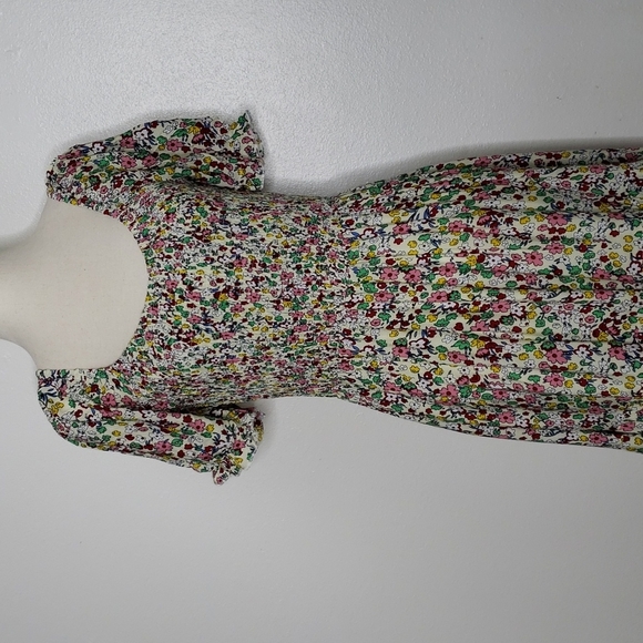 Boutique Boho Summer Floral Midi Dress Ruffle Calico Smocking Bohemian Spring - Picture 6 of 15